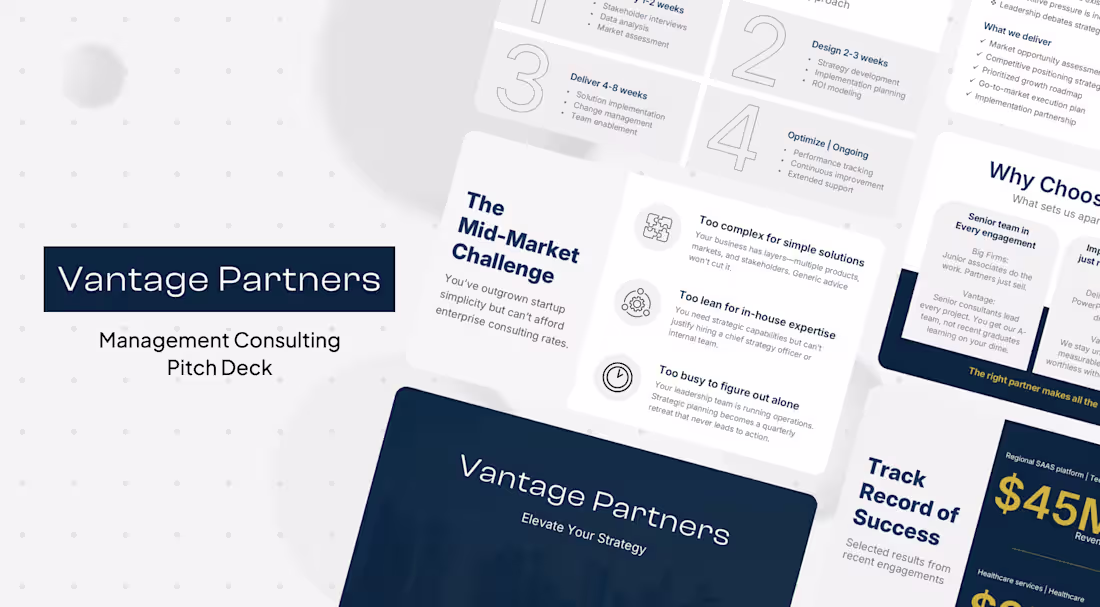 Cover image for Management Consulting Pitch Deck for Vantage Partners