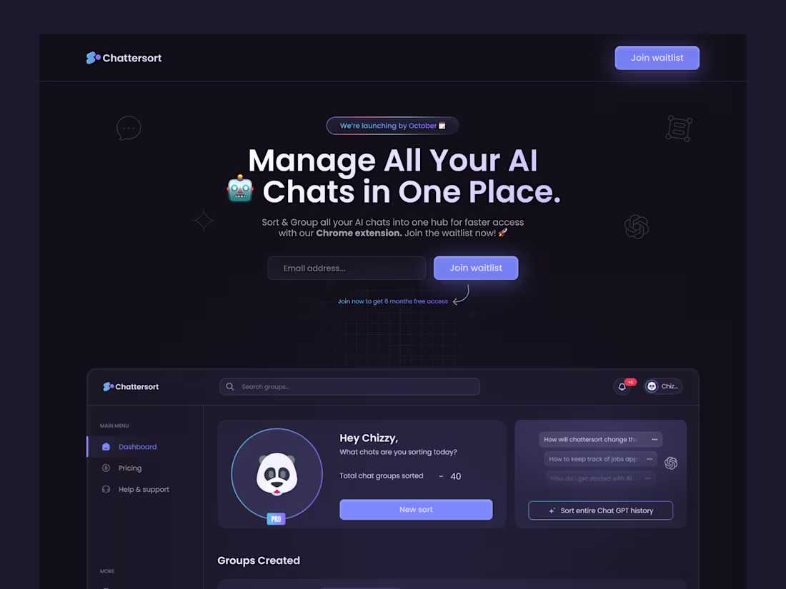 Cover image for Chattersort waitlist landing page with framer