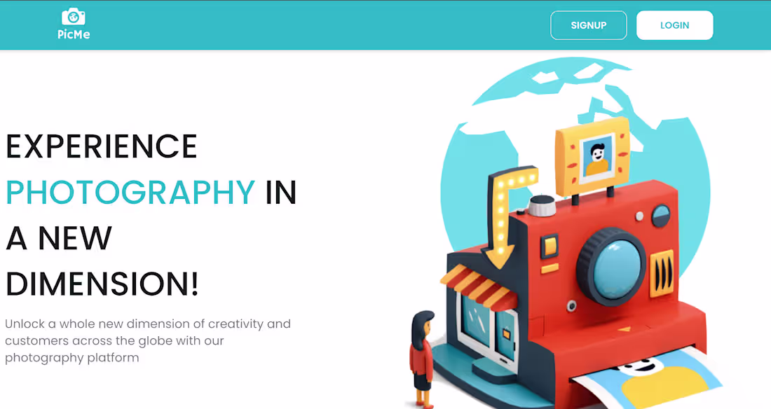 Cover image for Frontend Development for PicMe Photography Platform