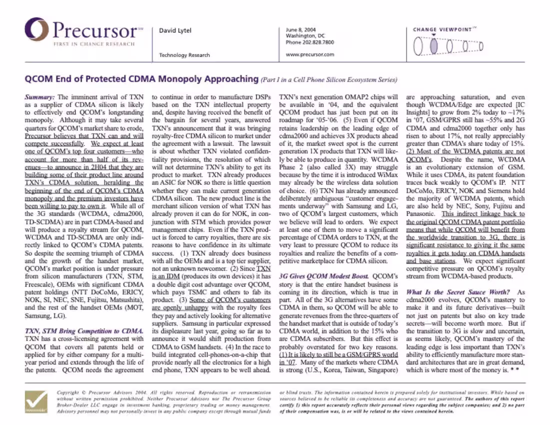 Cover image for analysis of QCOM for institutional
