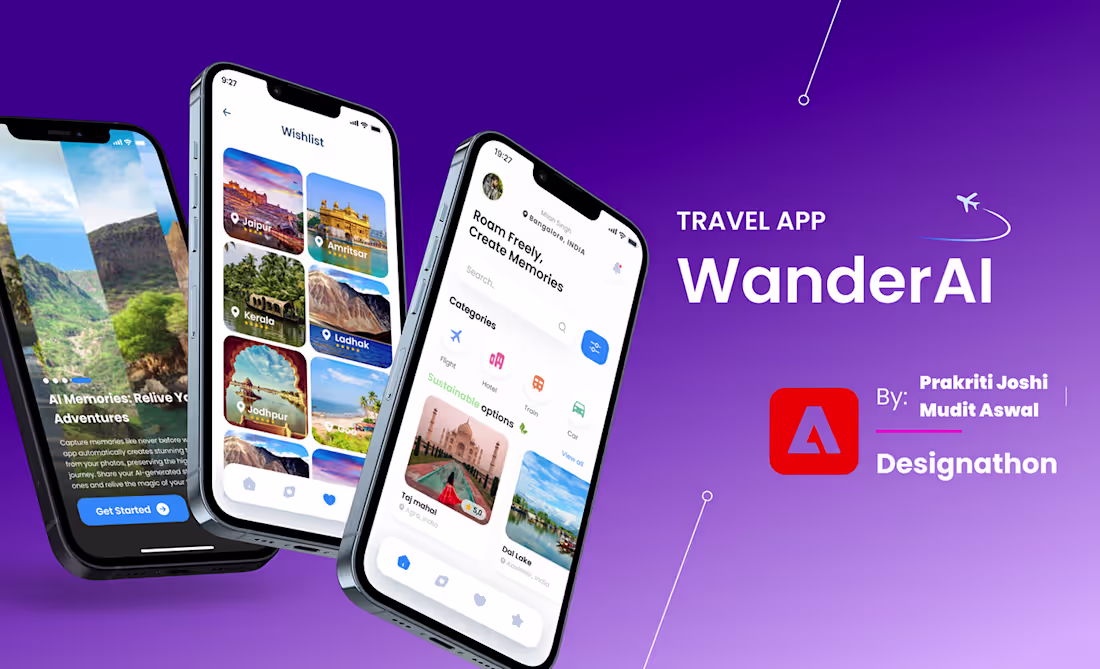 Cover image for Wander AI- Travel App (Adobe Designation 2023) on Behance