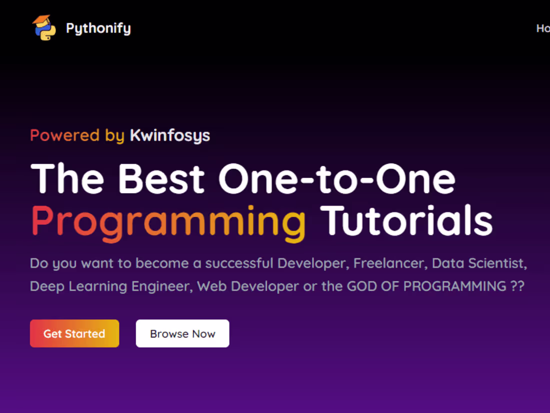 Cover image for Pythonify - The Best One-to-One Programming Tutorials Webapp