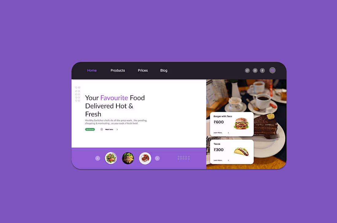 Cover image for Food landing Page | UI :: Behance