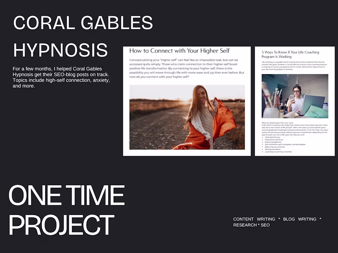 Cover image for Coral Gables Hypnosis - Blog Writing