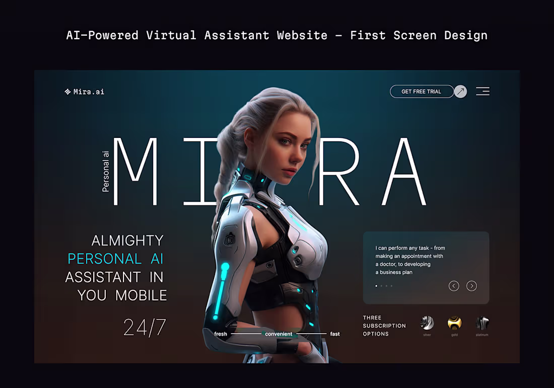 Cover image for FIRST SCREEN DESIGN_Personal AI assistant - MIRA.AI : Behance
