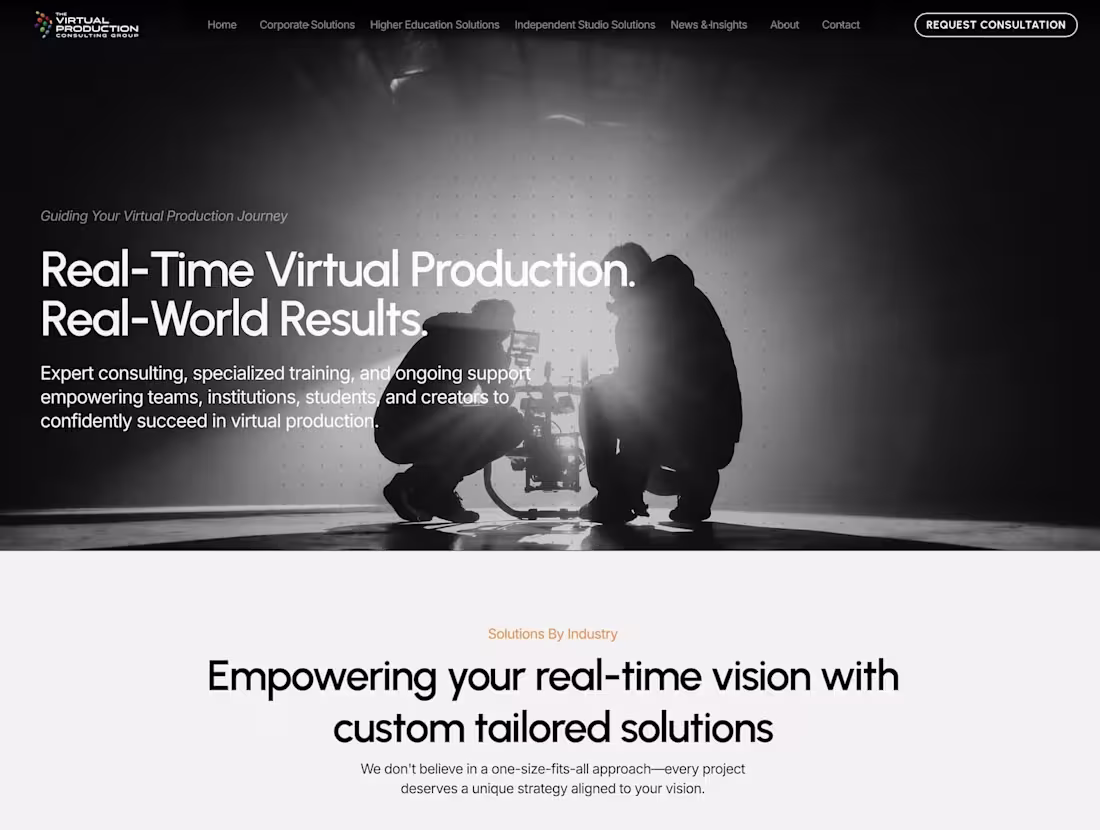 Cover image for Framer Website - The Virtual Production Consulting Group