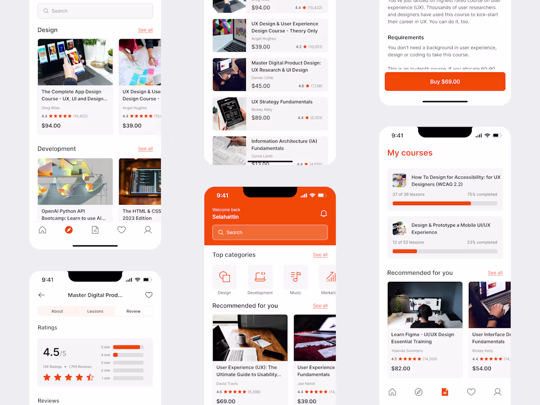 Cover image for E-learning - Mobile app - Landing page design