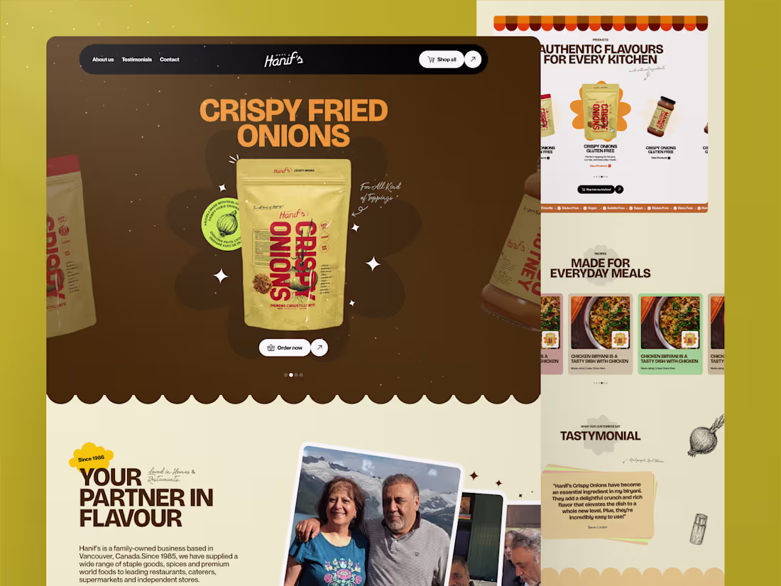 Cover image for Hanif’s Foods Website Redesign