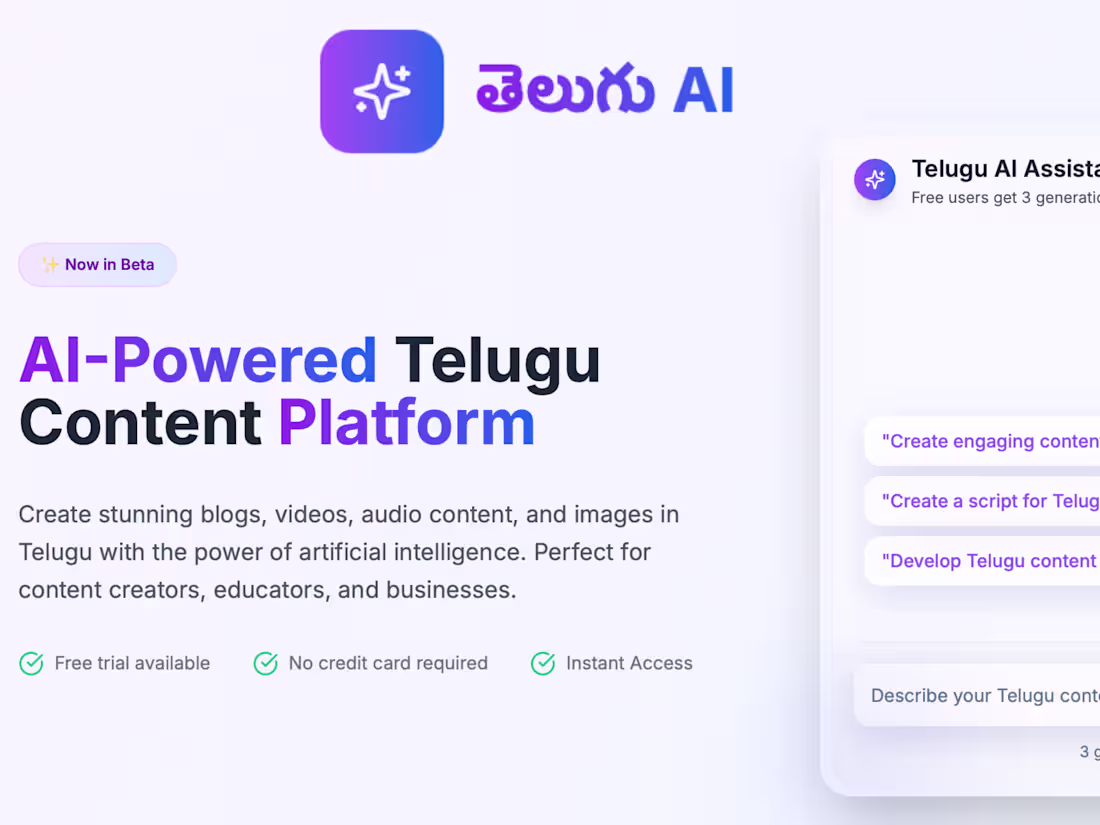 Cover image for 🚀 Introducing Telugu AI App — an AI-powered platform built ...