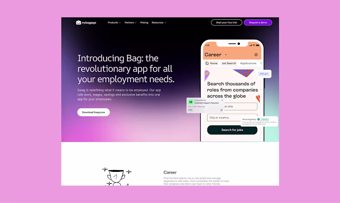 Cover image for MyBaggage B2B HR and Operations Landing Page Design