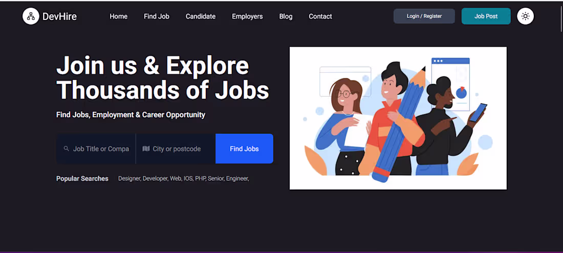 Cover image for A modern job search platform built with Next.js, designed to...