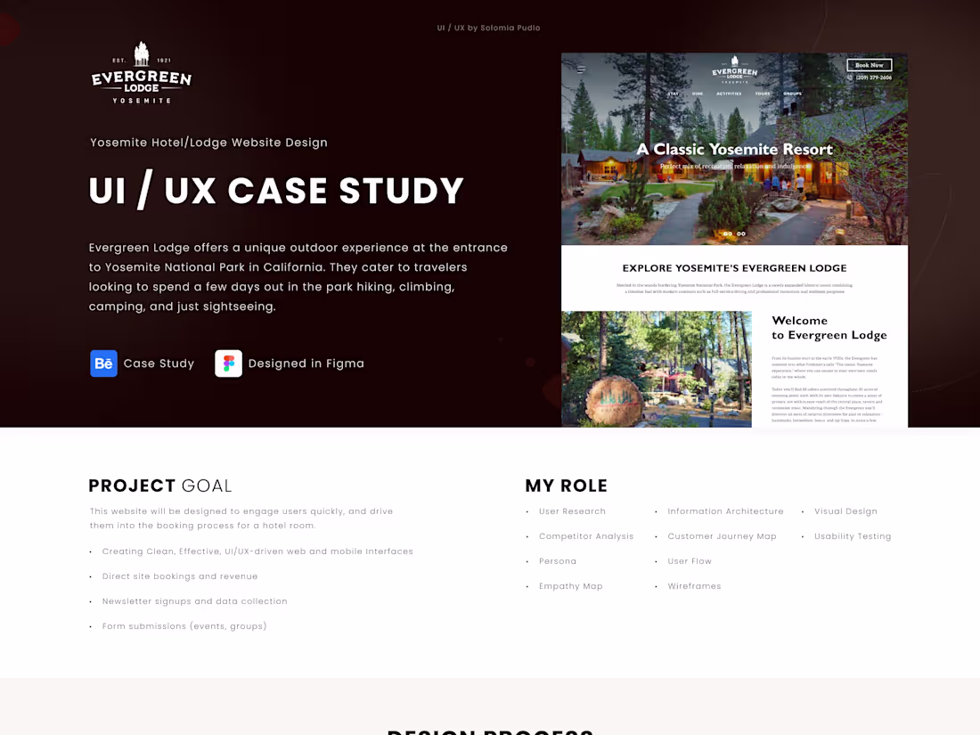 Cover image for UX/UI Case Study - Hotel/Lodge website on Behance
