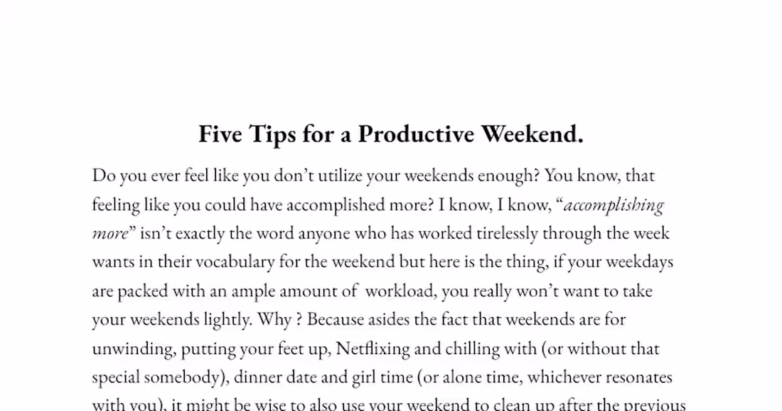 Cover image for Five Tips for a Productive Weekend.