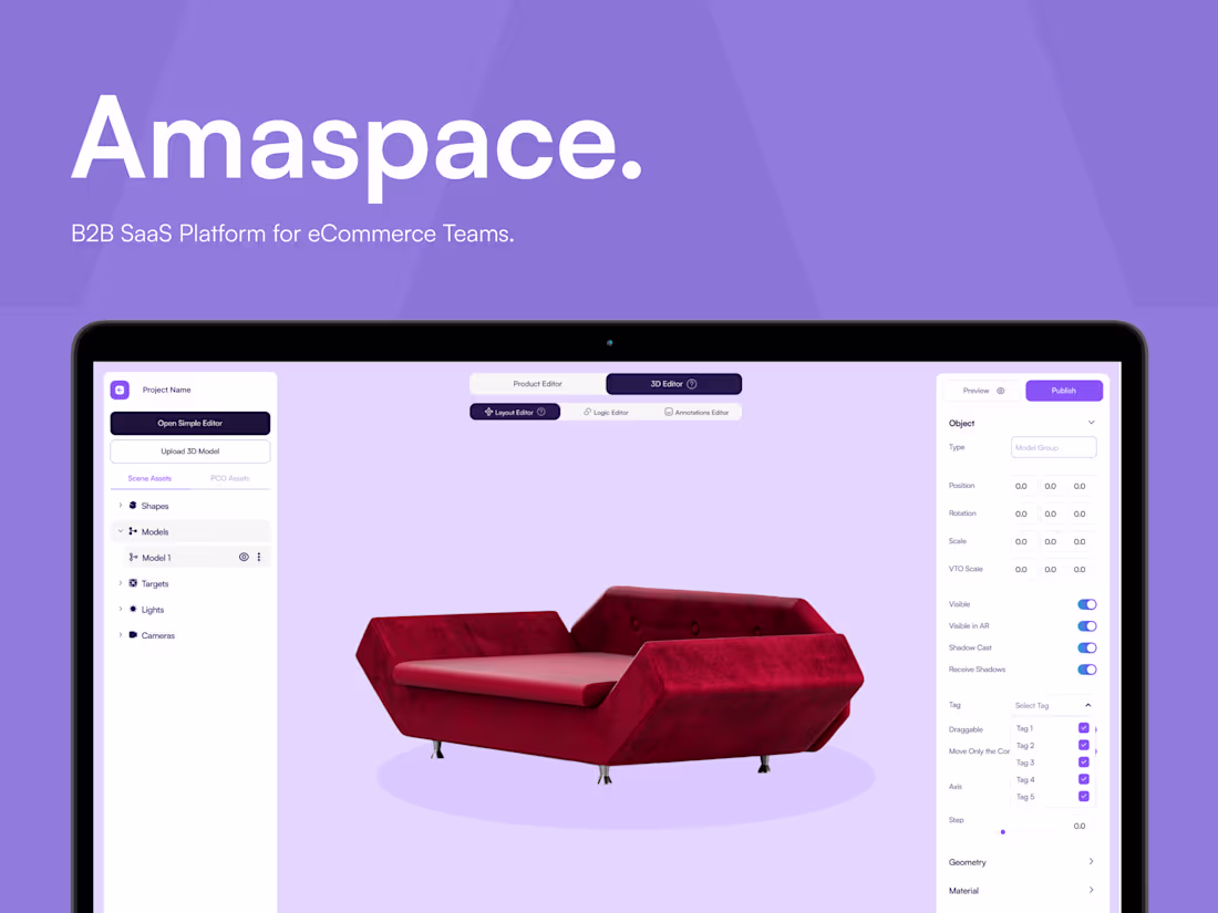 Cover image for Amaspace: B2B SaaS Product Viz Platform for eCommerce