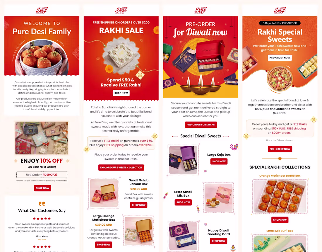 Cover image for Pure Desi Sweets | Email Designs