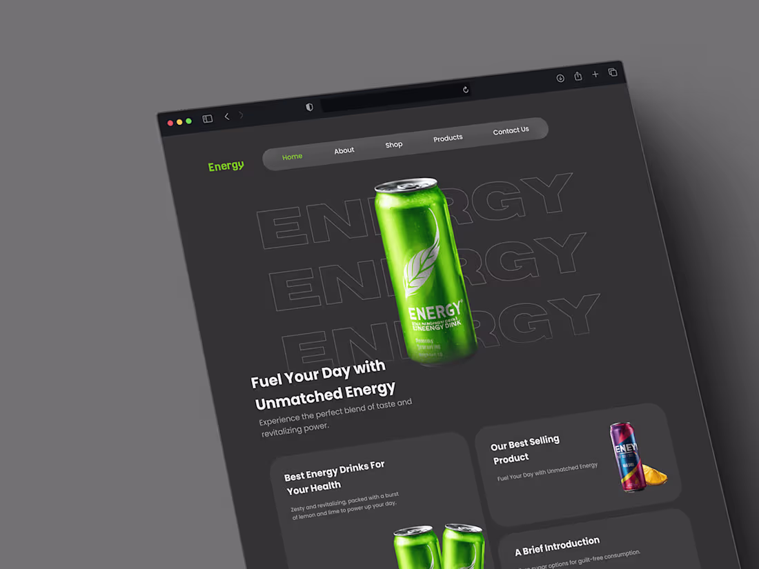 Cover image for Energy Drink Landing Page UI Design