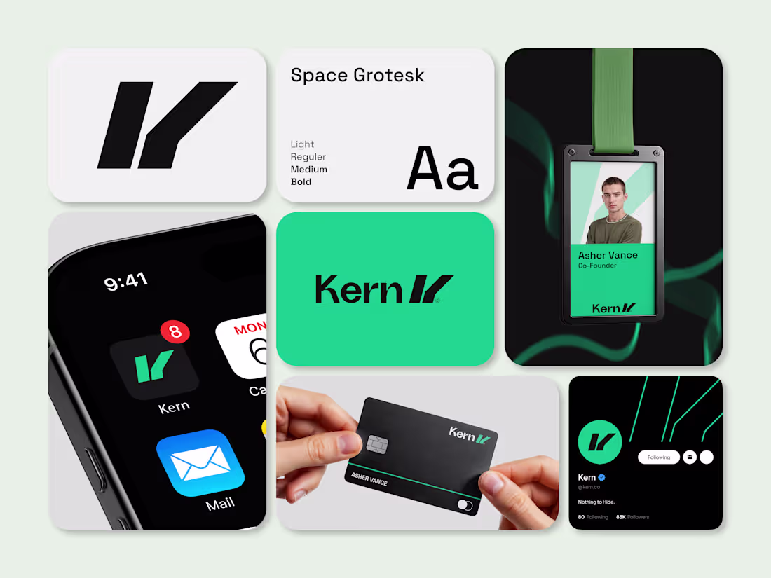 Cover image for Kern – Visual Identity. Kern© represents the essential essen...