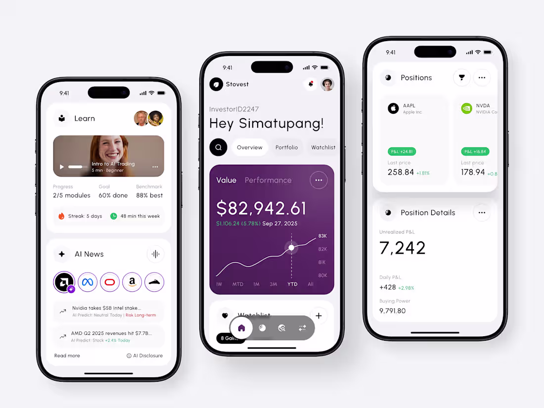 Cover image for Stovest - Modern Mobile Investment Dashboard Designing for m...