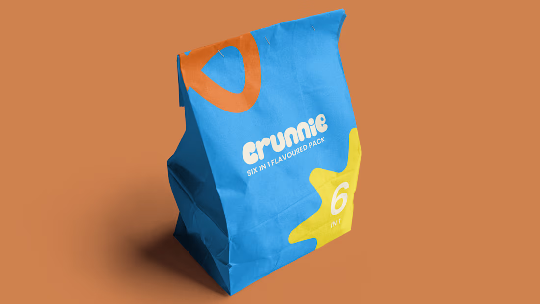 Cover image for Mock-ups for CRUNNIE kids' snacks brand