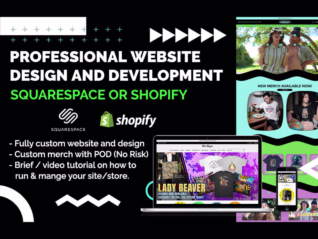 Cover image for I will design and develop a professional website with POD merch