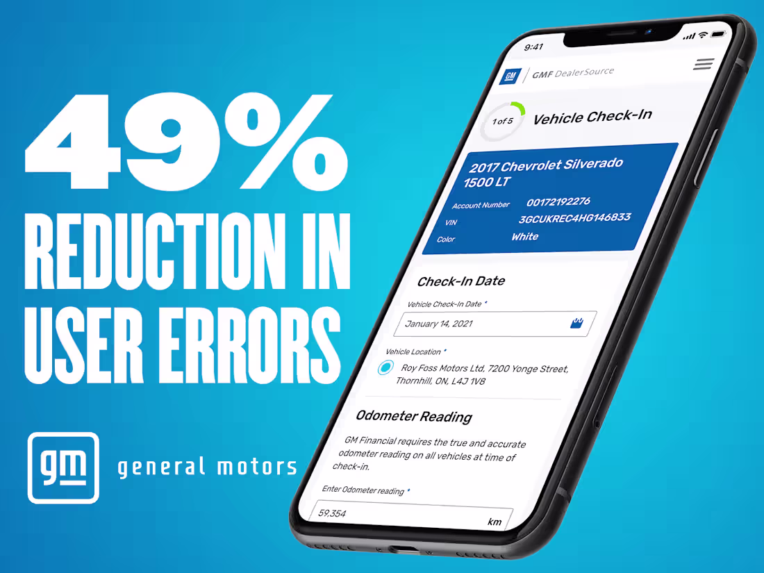 Cover image for Reducing user errors by 49% for General Motors DealerSource