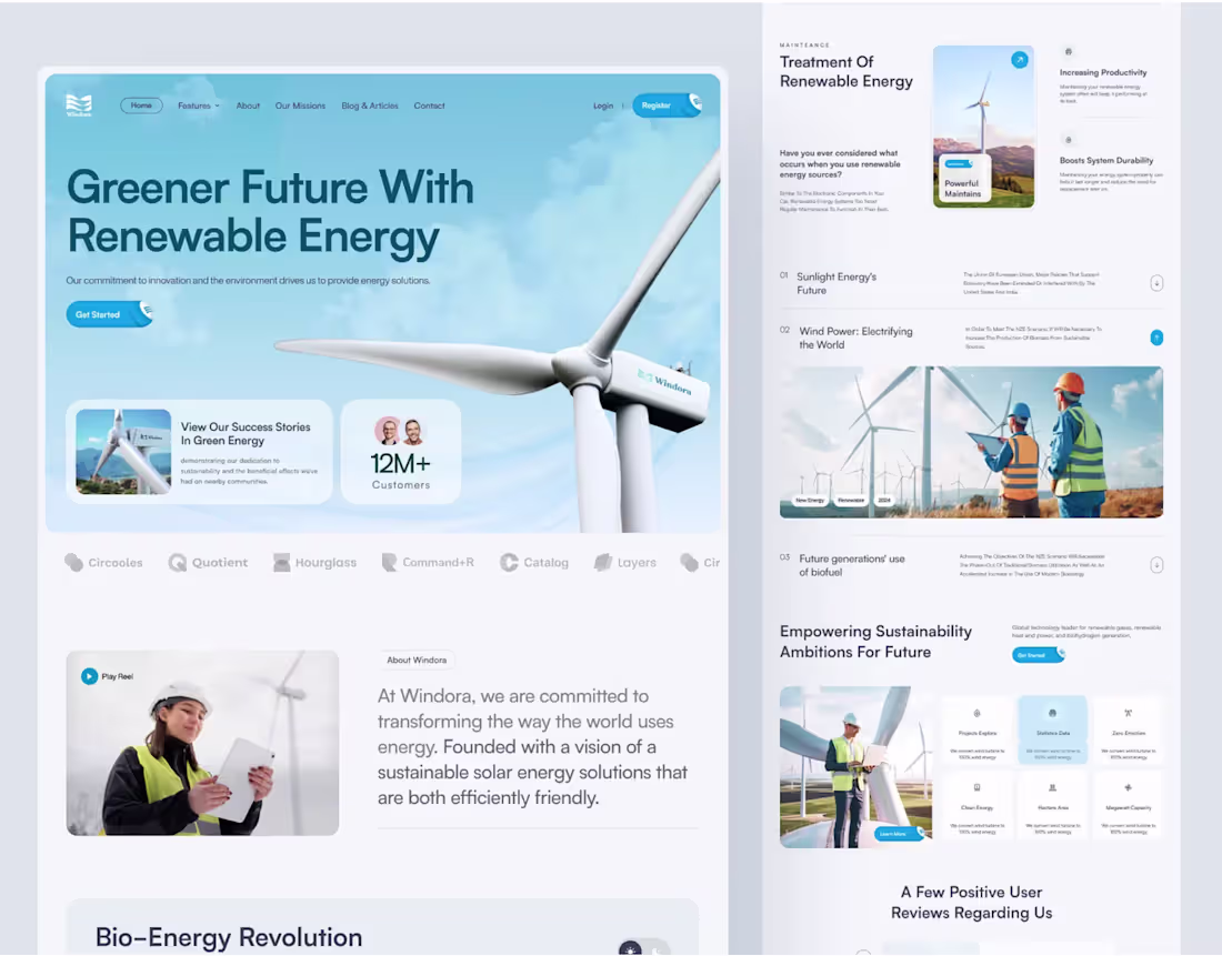 Cover image for Windora - Renewable Energy Solutions Website Design A modern...