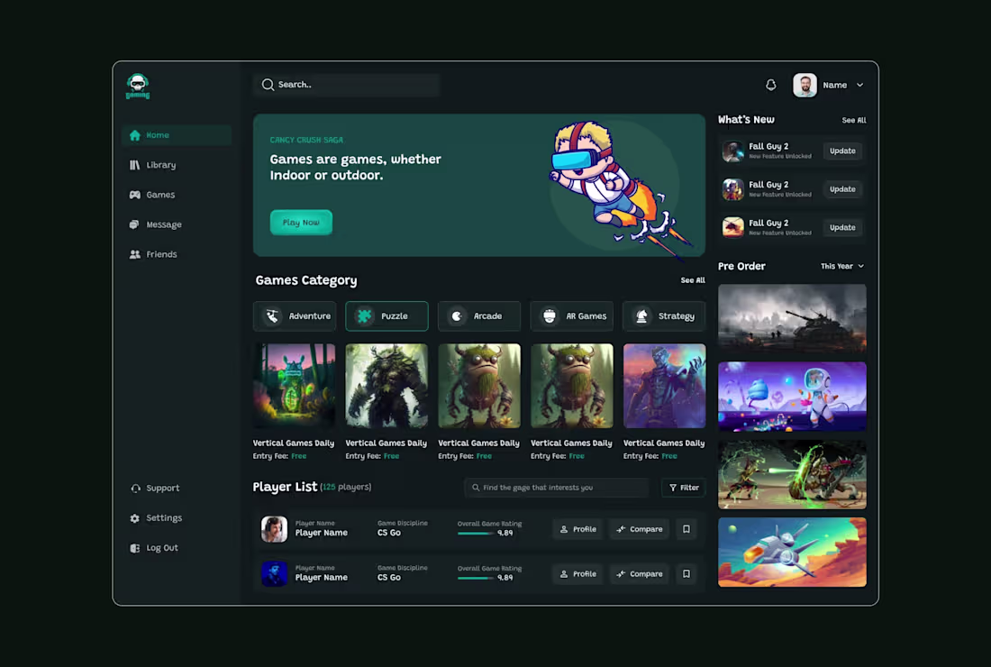 Cover image for A Seamless Gaming Ecosystem: A UI/UX Design in Figma