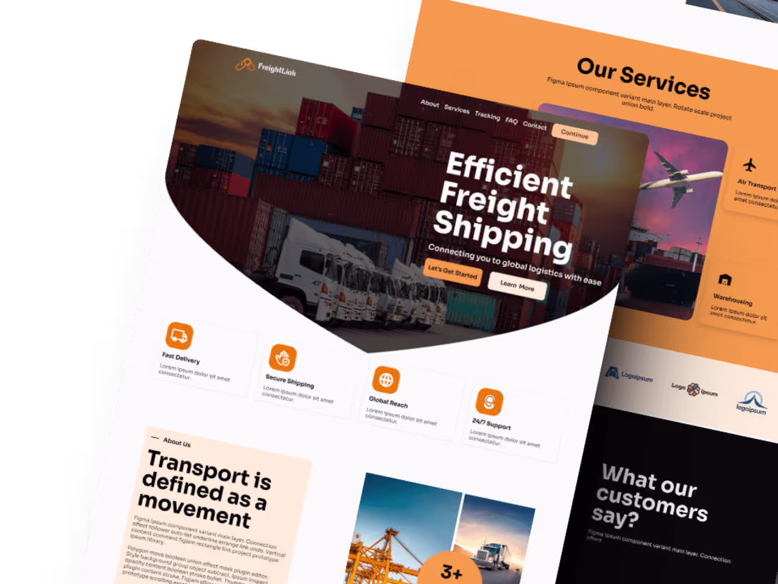 Cover image for Freight Shipping UI/UX Landing Page Design