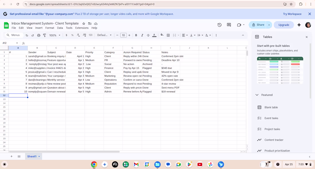 Cover image for Inbox Management tracker organizing client