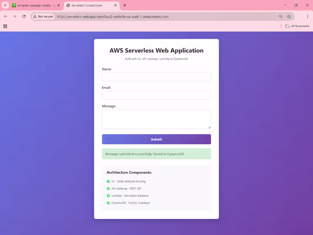 Cover image for Serverless Contact Form Application on