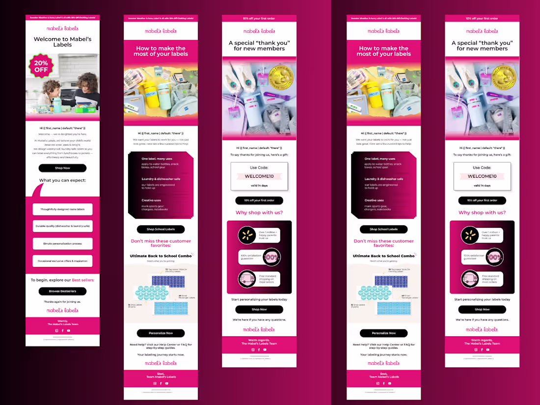 Cover image for Premium 3-Email Welcome Series for Mabel’s Labels | High-Con...