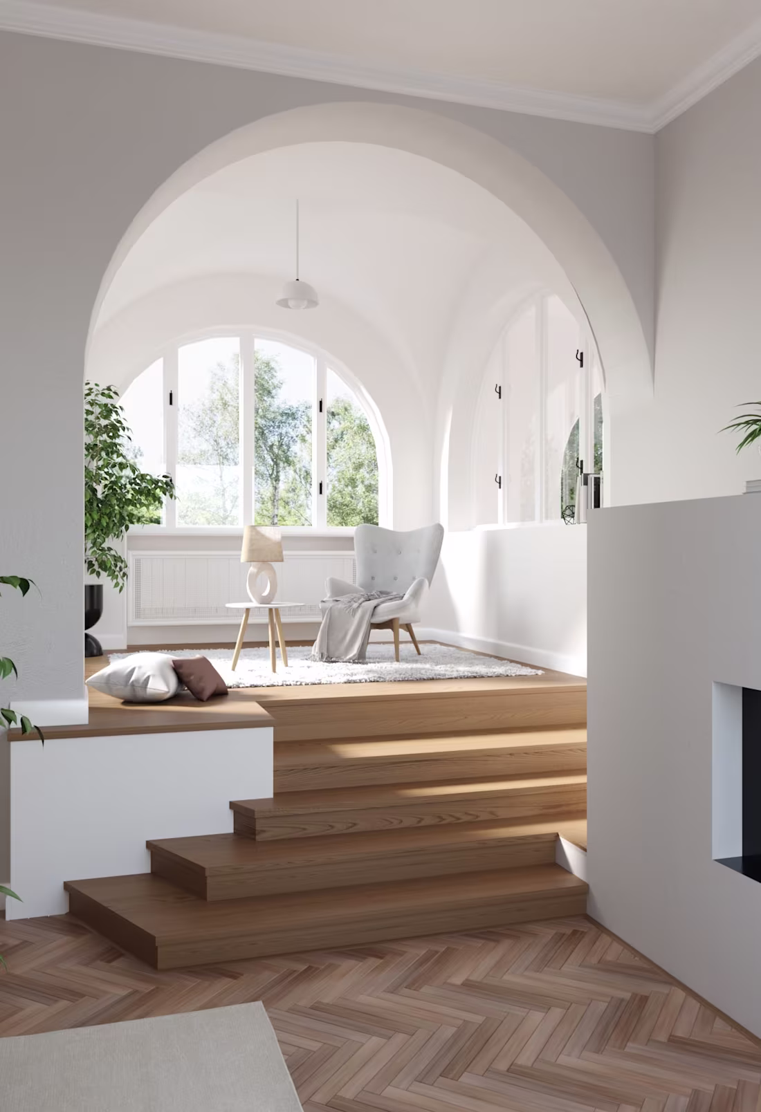 Cover image for Scandi living room 3d visualization | 3d interior rendering