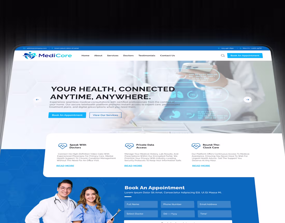 Cover image for ✨ MediCore | Modern Telehealth