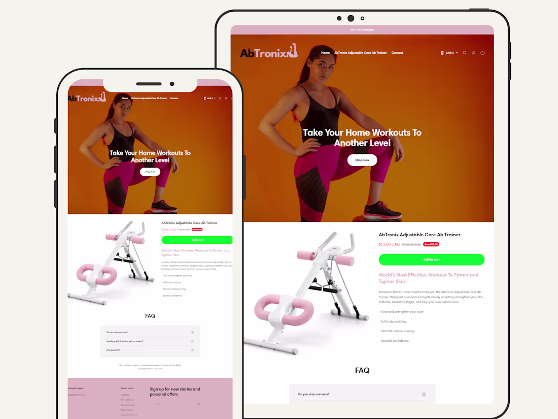 Cover image for Shopify Website Design for one-product Fitness Brand