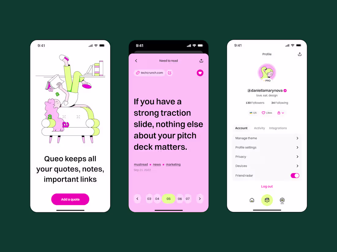 Cover image for Mobile app: app design, main page, settings