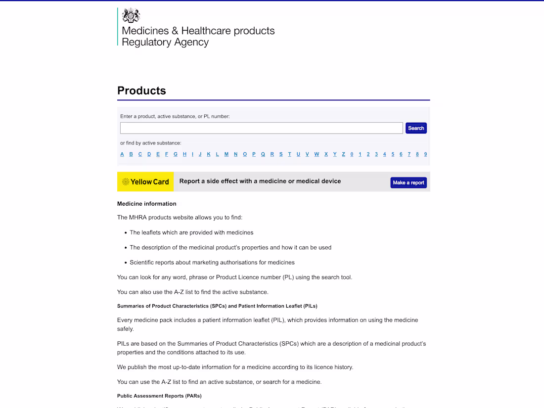 Cover image for UK Medicine Healthcare Regulatory Agency