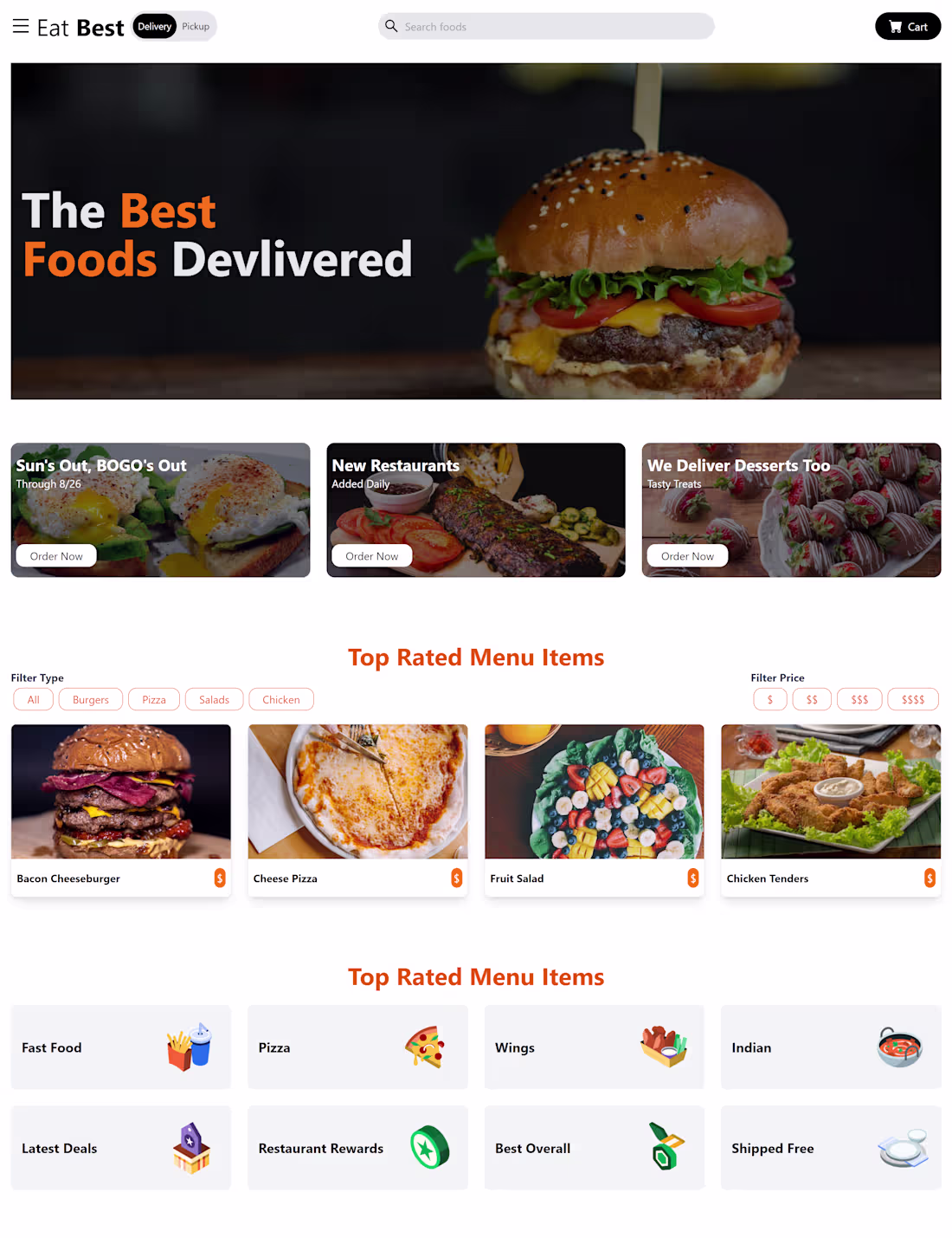 Cover image for Online Food Website with food filtration feature.