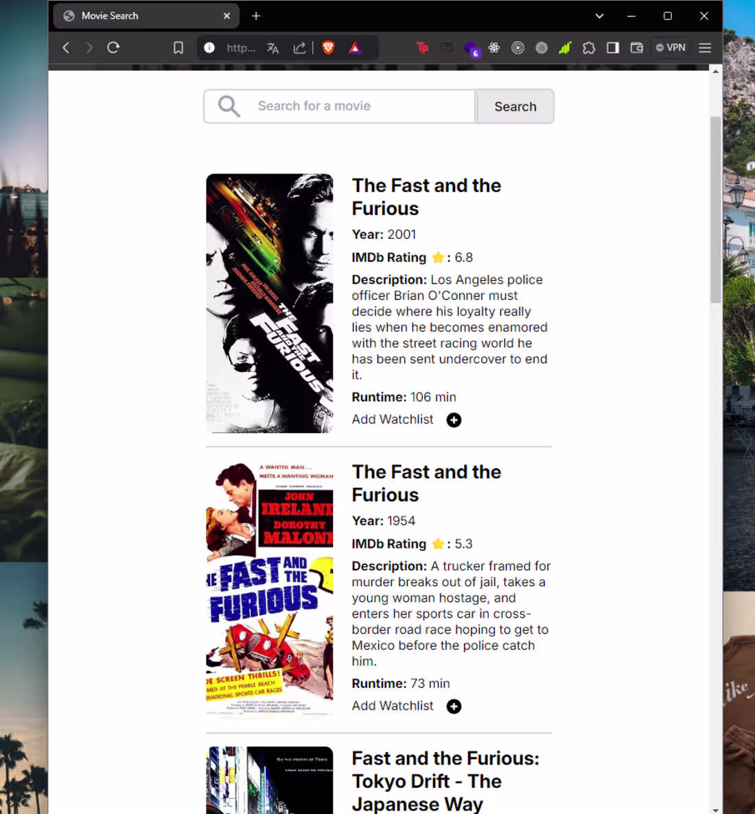 Cover image for Movie Watchlist App