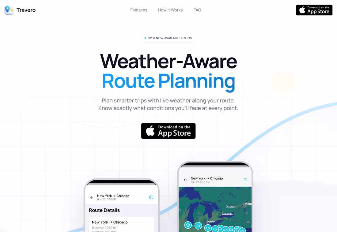 Cover image for Launched the landing page for Travero.app, a weather-aware r...