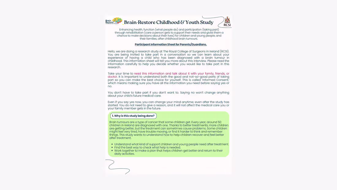 Cover image for Designed a multi-page participant information