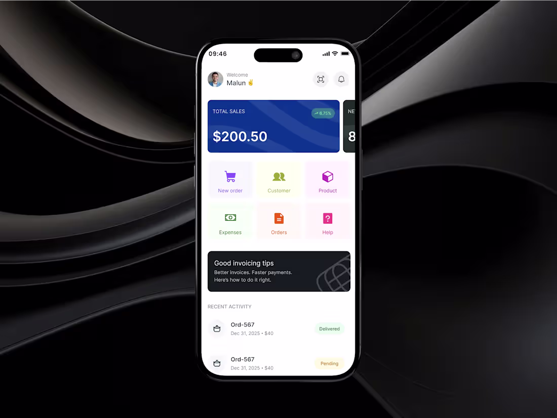 Cover image for Modern Sales and Invoicing Dashboard Design