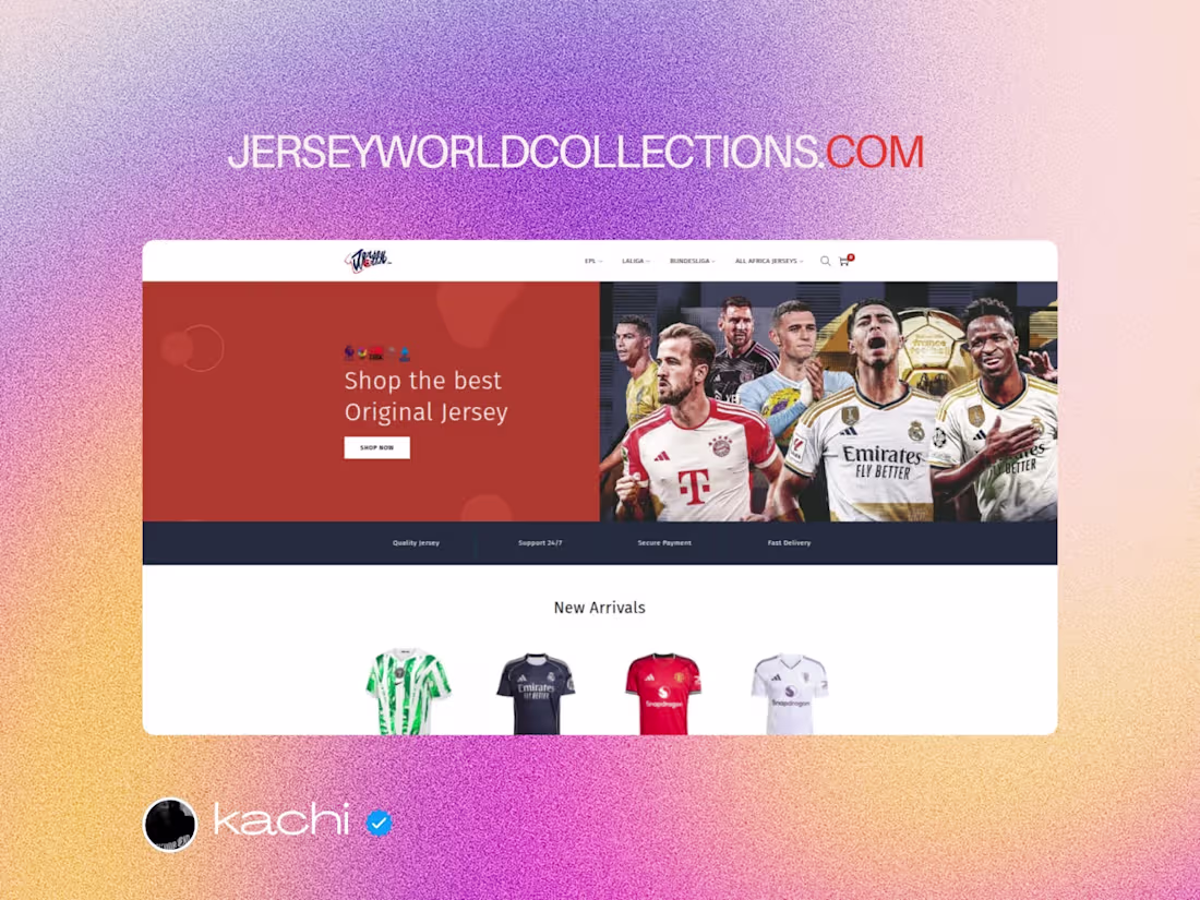 Cover image for Website for a Football Jersey Store 