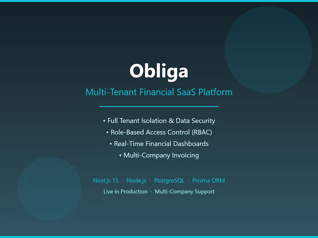 Cover image for Obliga — Multi-Tenant Financial SaaS Platform