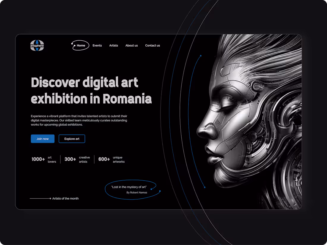 Cover image for Artsphere | Minimalist digital art first- screen
