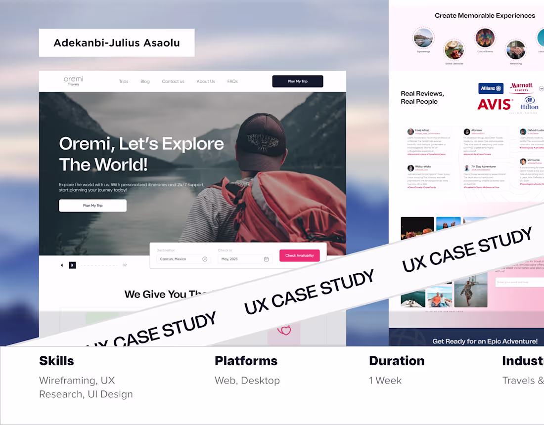 Cover image for Travel Website Landing Page - Case Study