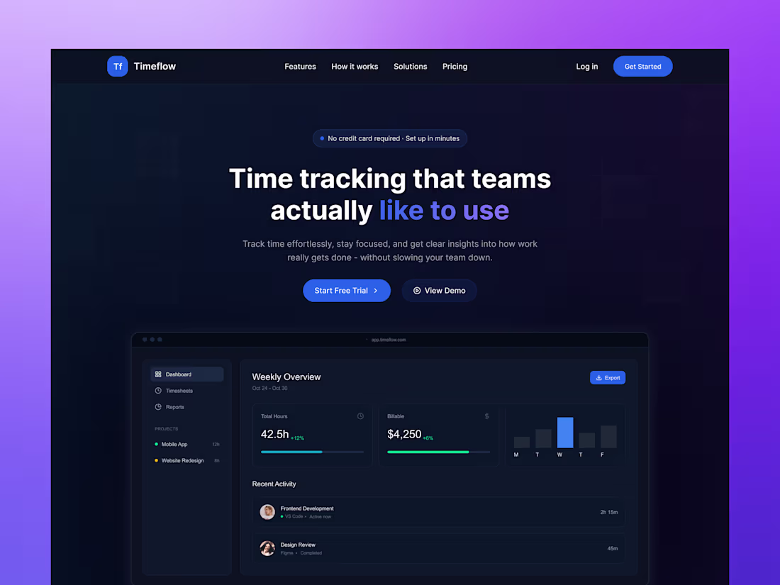 Cover image for Designing a hero section for a time tracking SaaS. What do y...