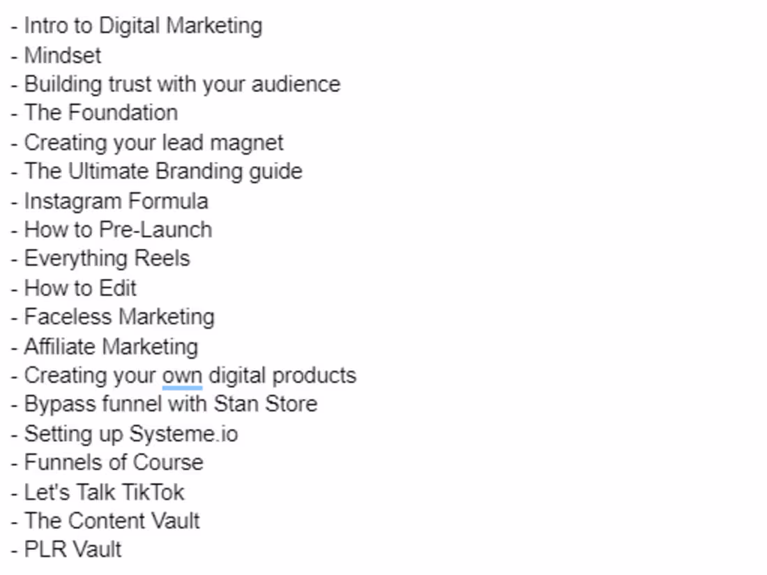 Cover image for Stan Store website copy for a digital marketing course client