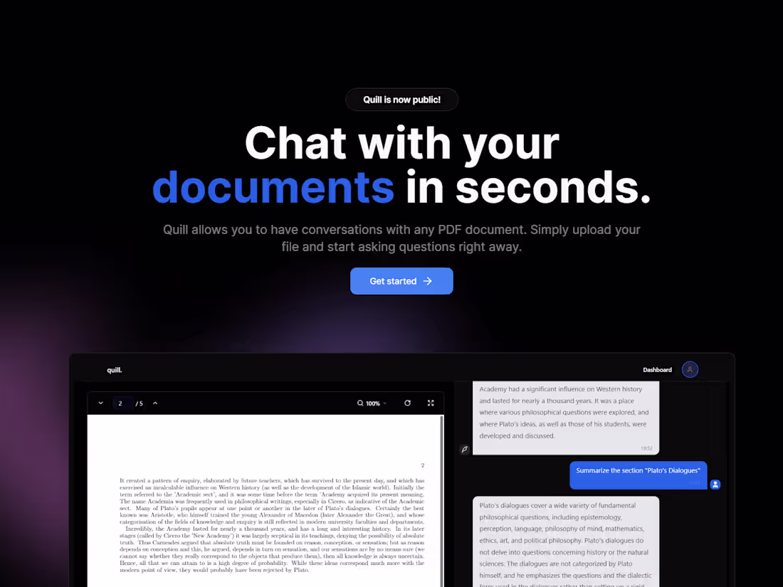 Cover image for Quill - Chat with your PDFs