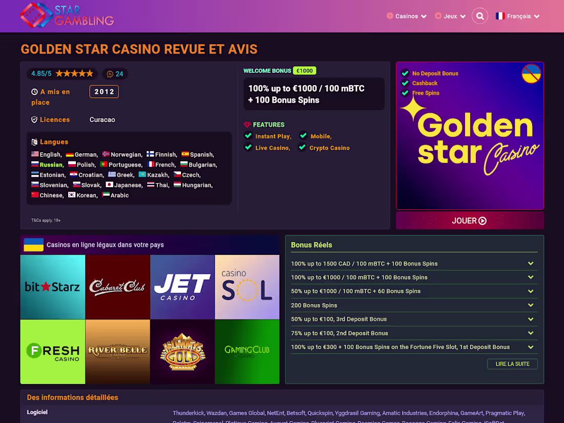 Cover image for Développement de l'UX Design pour le Casino en Ligne Golden Star