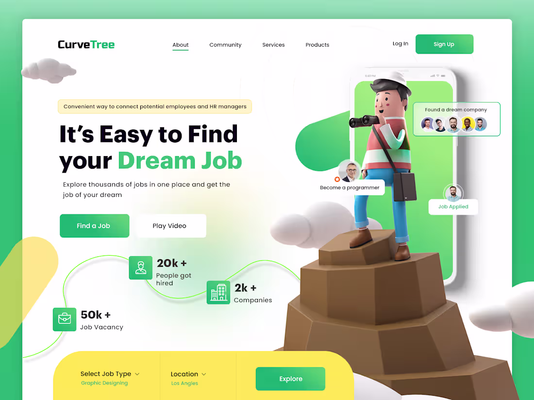 Cover image for Curvetree | Landing Page - Adobe Illustrator, Webflow, Photoshop